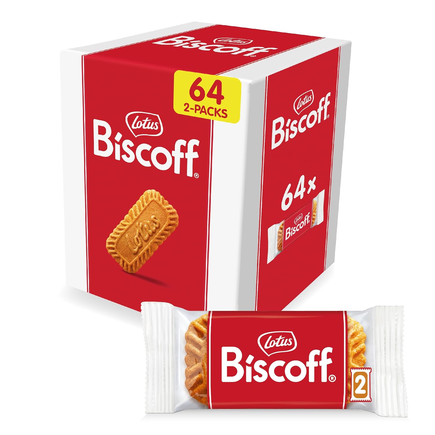 Biscoitos Caramelizados Lotus Biscoff, 64 Pacotes Duplos, Veganos