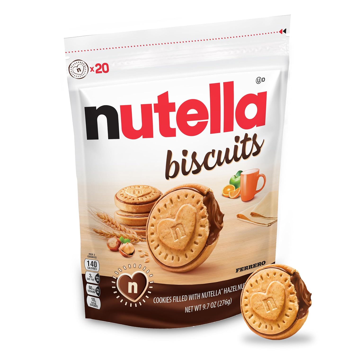 Biscoitos Nutella, Pacote de Lanche Doce com Creme de Avelã, 275g - Nutela