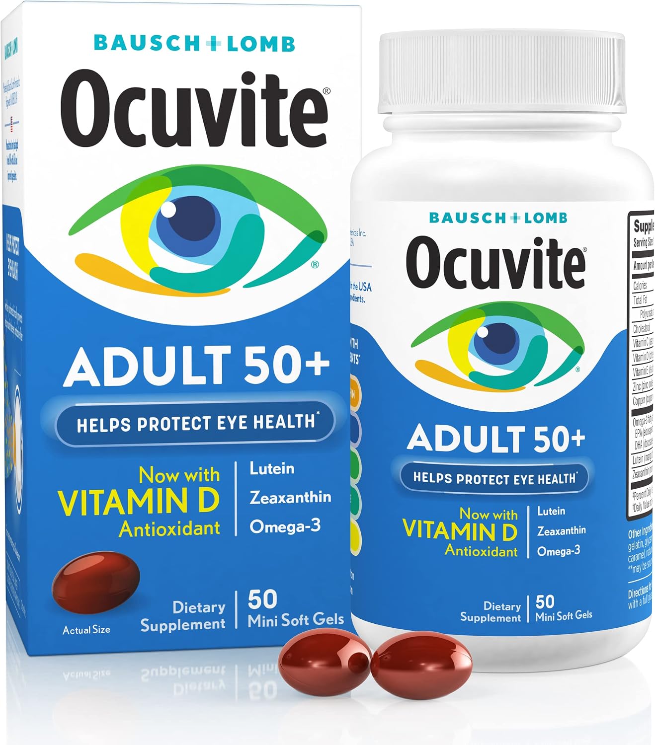 Ocuvite 50+ Suplemento de Vitaminas e Minerais 50 Cápsulas por frasco - 2 Frascos